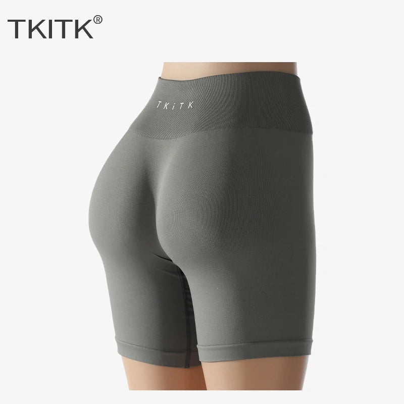 TKITK Spandex Solid Seamless Shorts Women Soft Workout Tights Fitness Outfits Yoga Pants Gym Wear