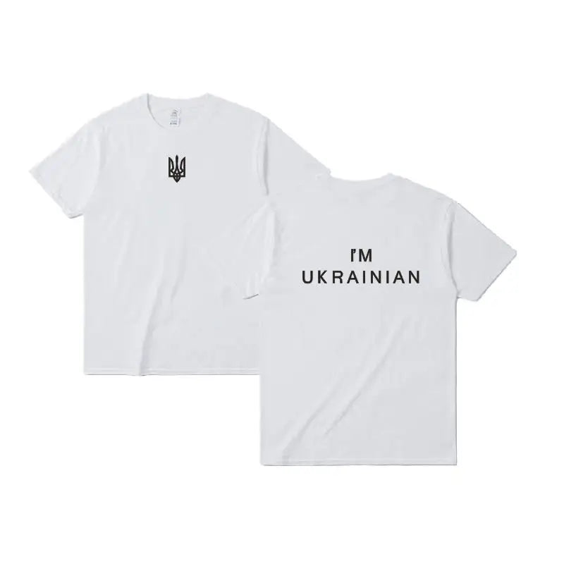 Unisex I'm Ukrainian Shirt Ukraine Trident T-shirt Women Ukrainian Patriotic Shirts Front and Back Print Tshirt Casual Tops