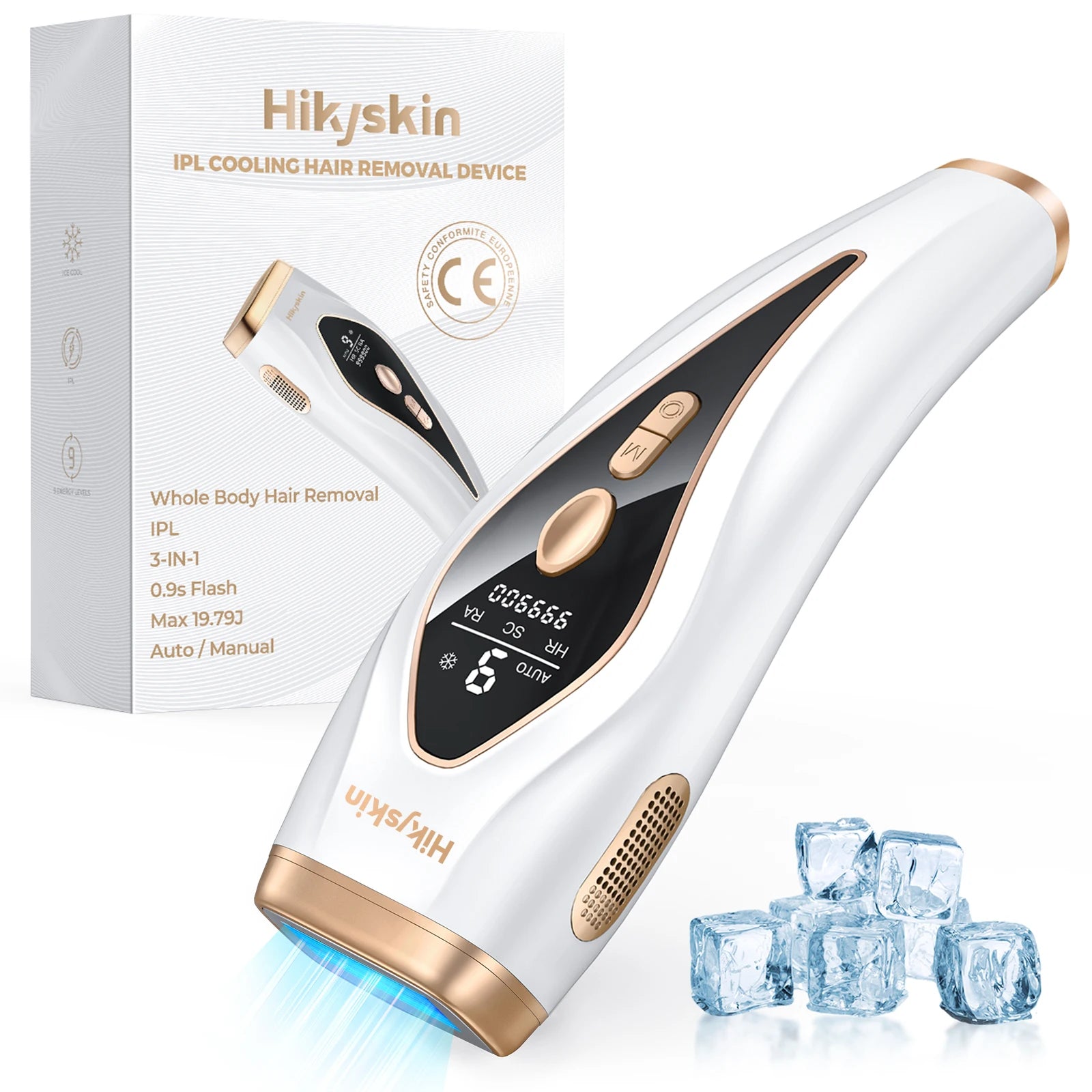 IPL Hair Removal 999900 Flashes Laser Ice Cooling Paliness Hair Remover Women Men,9 Energy Gears,Home Whole Body Treatment Device