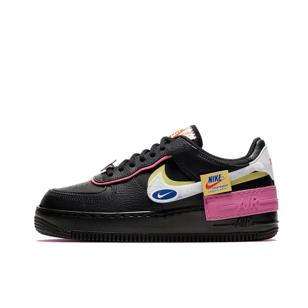 Nike Air Force 1 Shadow – Sneakers Femme Noires, Blanches et Roses 👟✨