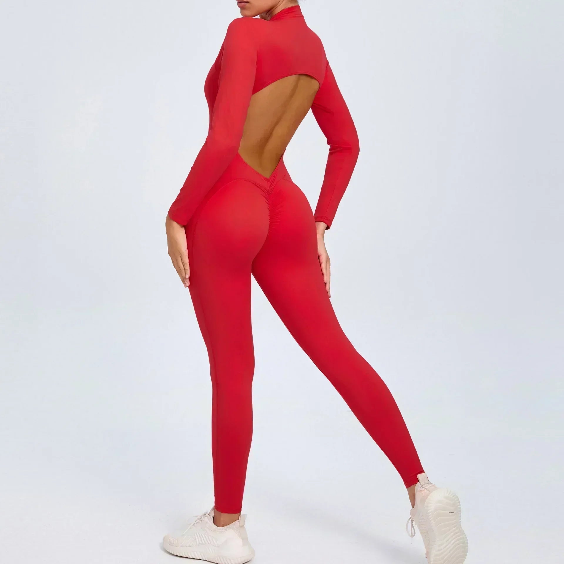 Seamless Yoga Zipper Jumpsuits Sports Fitness Beauty Back Hip-Lifting Long-Sleeved One-Piece Workout Gym Tracksuits for Women