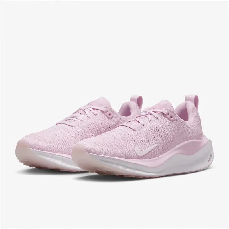 Nike React Infinity Run FLyknit 4 Women's Low Top Casual Running Shoes Comfortable Cushioning Pink and White Colorway