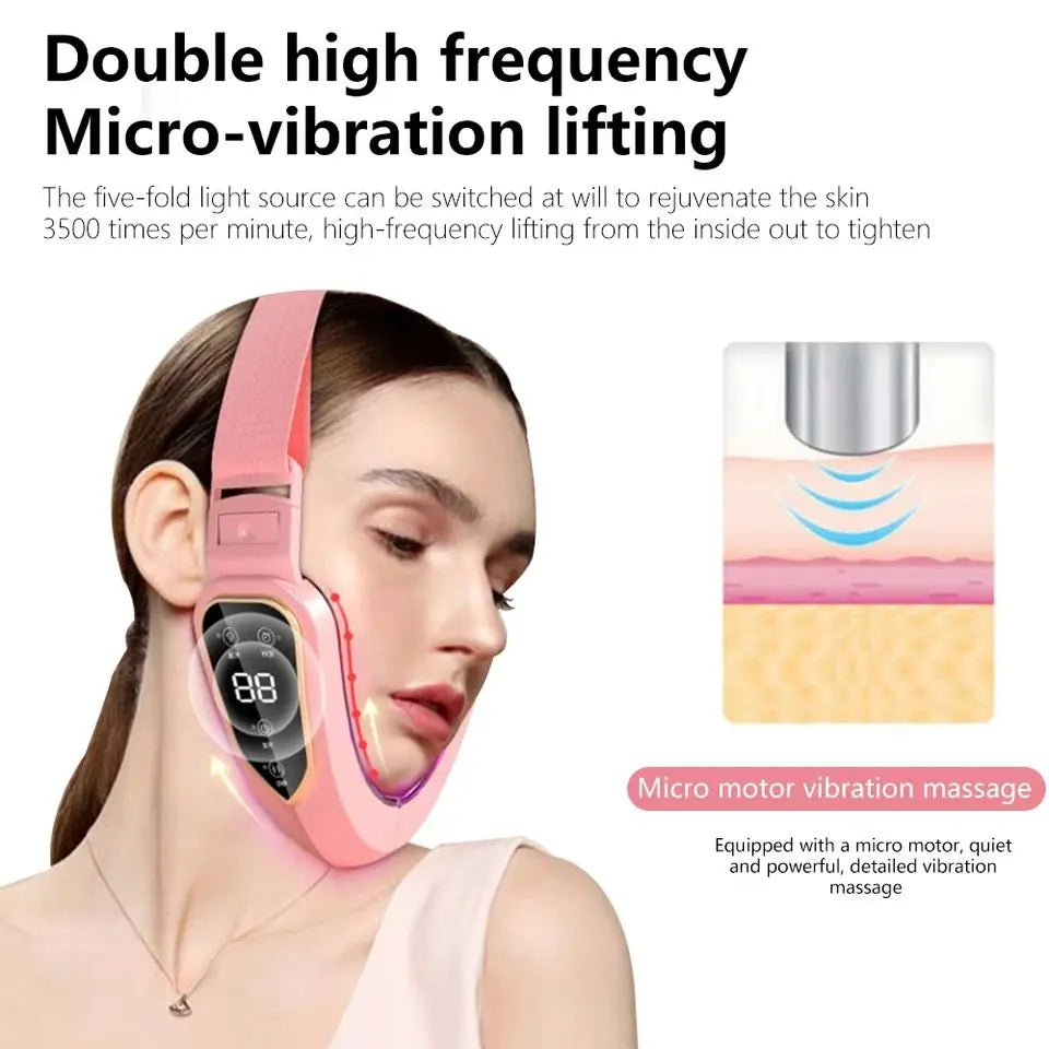 Facial Lifting Device LED Photon Facial Slimming Vibration Massager Heated Double Chin V Face Shaped Cheek Lift Belt Machine