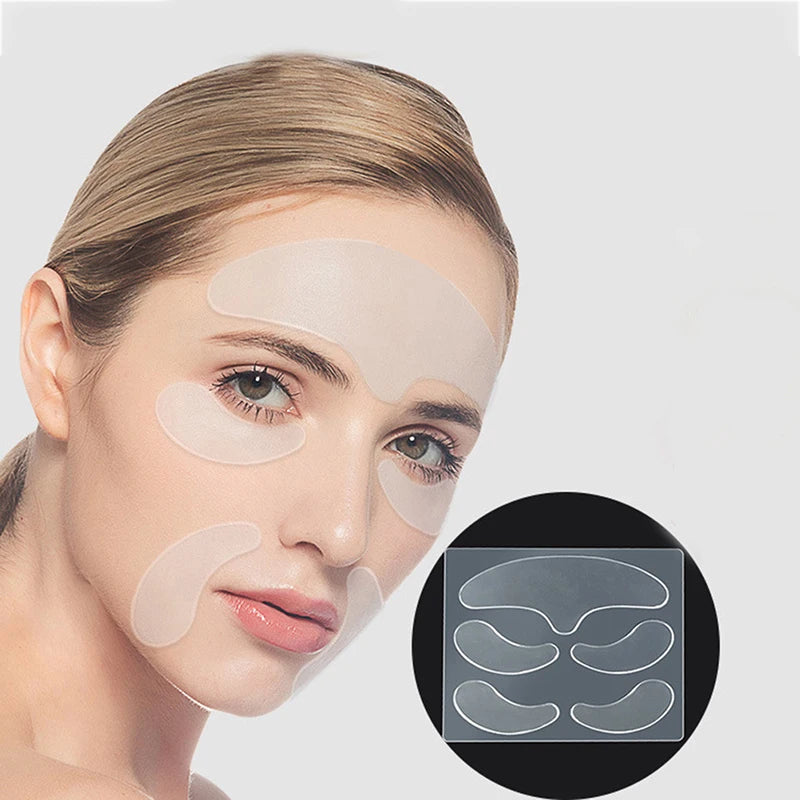 5Pcs Face Forehead Neck Eye Anti Wrinkle Aging Care Sticker Pad Patch Reusable Anti Wrinkle Silicone Patches Skin Lifting Tool