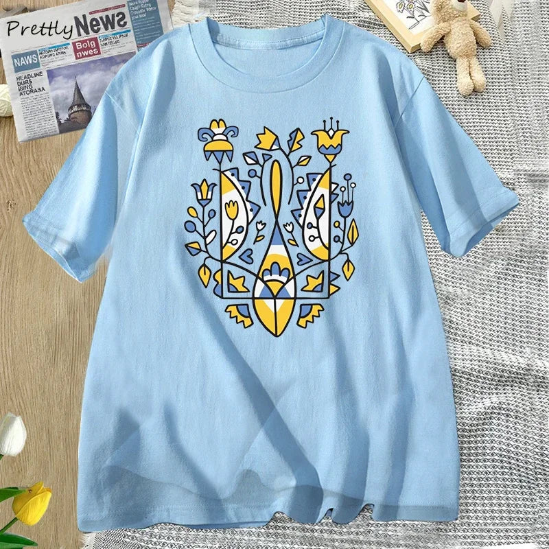 Ukrainian Trident T-shirt Women Men Cotton Ukraine T-Shirt Unisex Ukraine Graphic T Shirts Oversized Woman Clothing