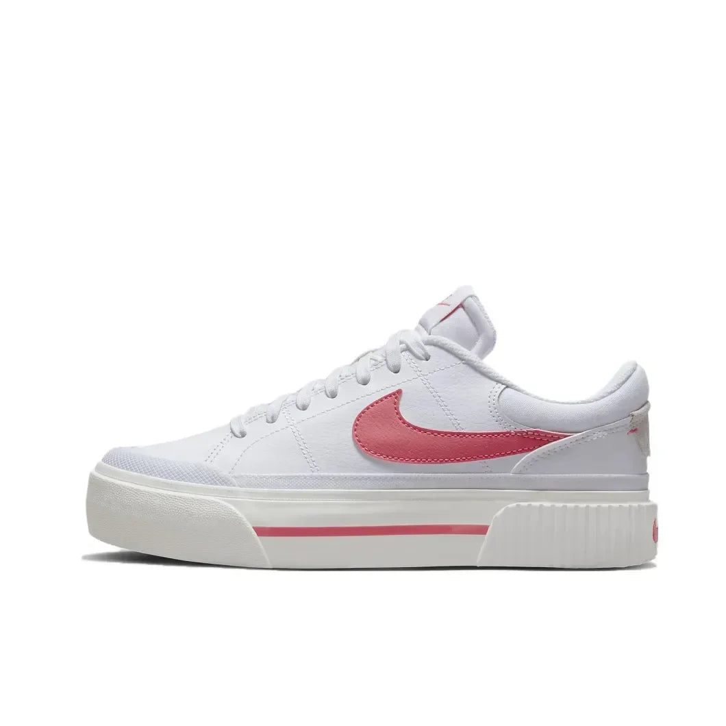 Nike Pink White Matching Color Court Legacy Women's Fashion Low Top Board Shoes Slip Resistant Wearable Casual Shoes