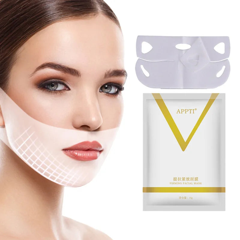 Reusable Silicone Face Lift Mask Soft Gel Anti Wrinkle Tape Skin Whiten Bandage Slimming Belt V Shape Patch Reduce Double Chin