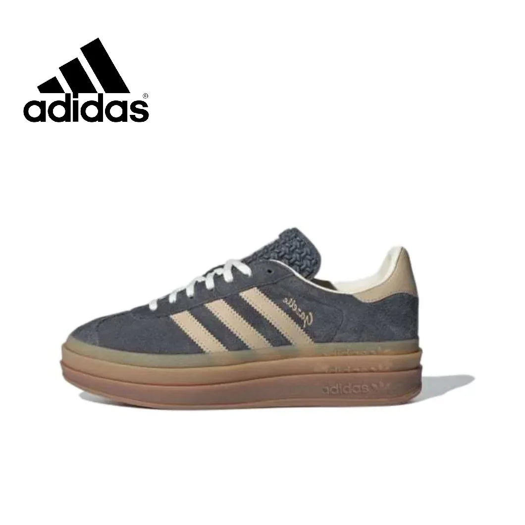 Adidas GAZELLE BOLD Thick Sole Heightened Women's Board Shoes Casual Sport Skateboarding Shoes comfortable Sneakers brownish