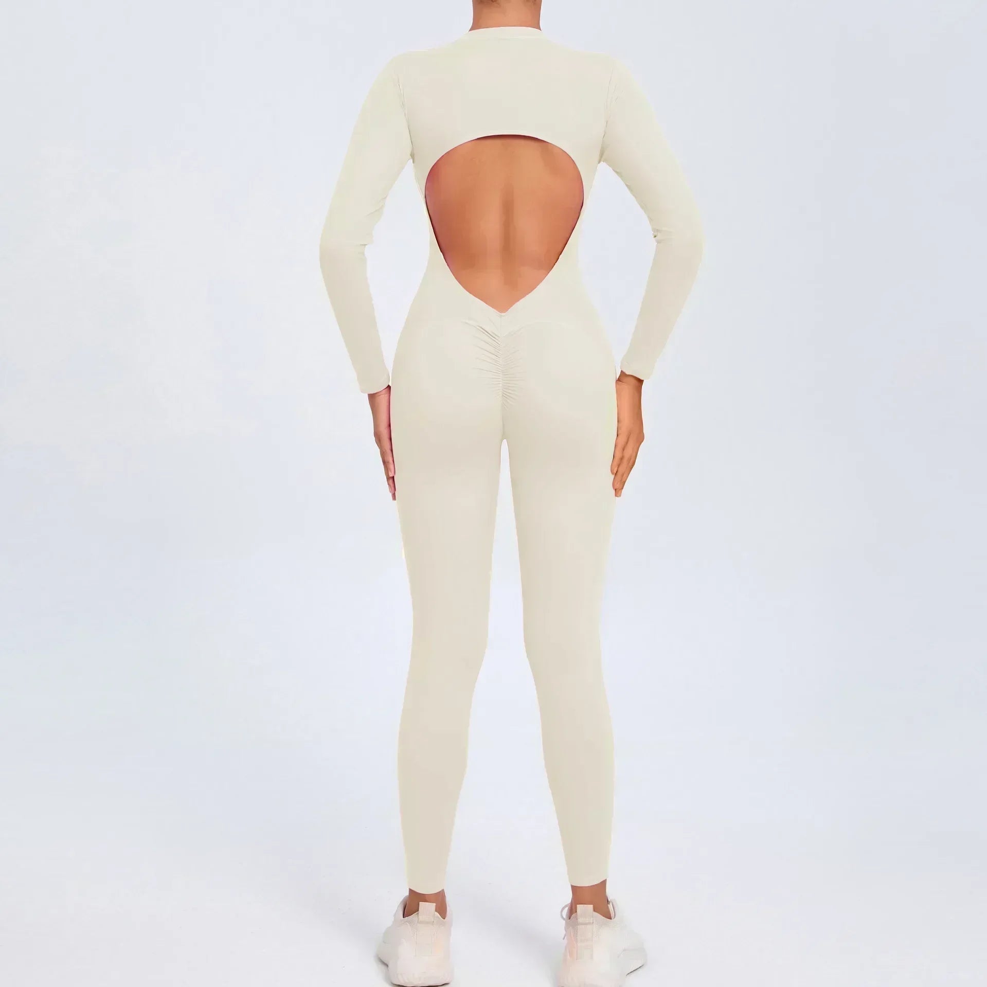 Seamless Yoga Zipper Jumpsuits Sports Fitness Beauty Back Hip-Lifting Long-Sleeved One-Piece Workout Gym Tracksuits for Women