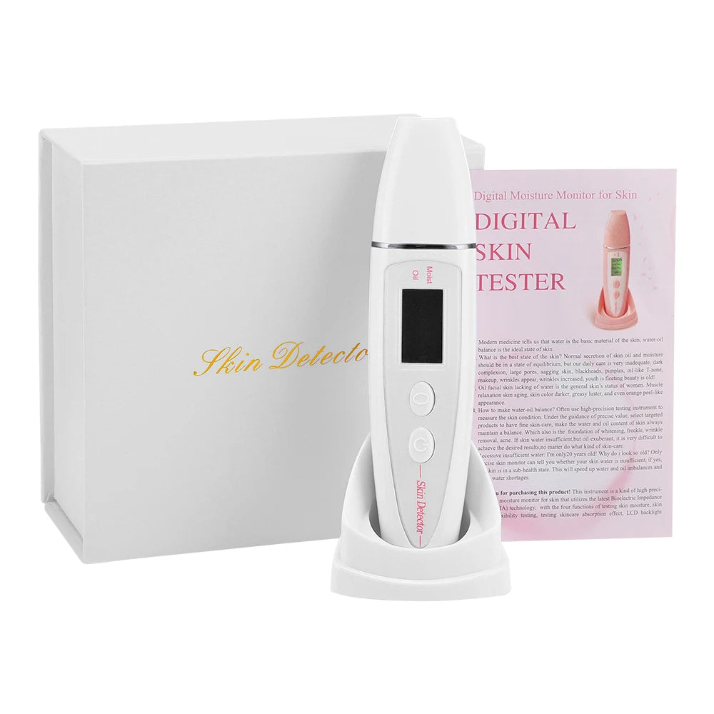 Face Skin Tester Portable Skin Analyzer Digital Aesthetic Moisture Tester Water Oil Monitor for Skin Care Skin Diagnostic Device