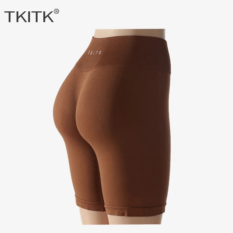 TKITK Spandex Solid Seamless Shorts Women Soft Workout Tights Fitness Outfits Yoga Pants Gym Wear