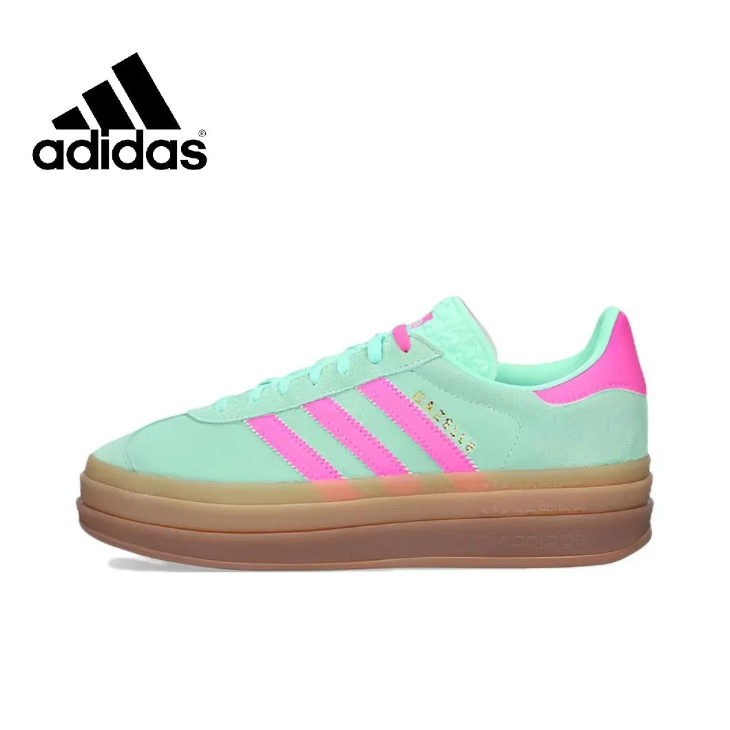 Adidas GAZELLE BOLD Thick Sole Heightened Women's Board Shoes Casual Sport Skateboarding Shoes comfortable Sneakers brownish