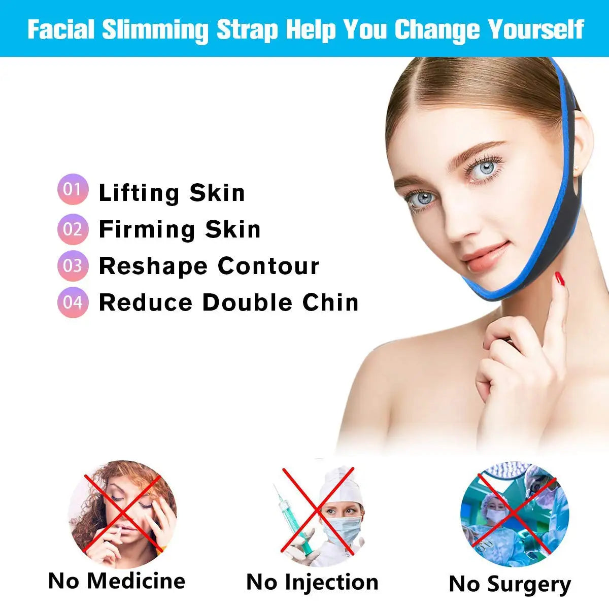 Facial Slim Strap Chin Up Patch Double Chin Reducer Face Lifting Belt Bandage Anti Wrinkle Face Mask V Line Lifting Chin Strap