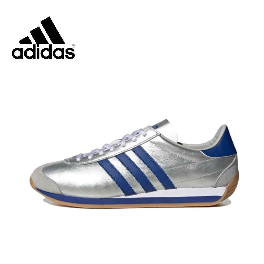 Adidas COUNTRY OG Low Man and Women sneakers autumn Classic Retro Casual Shoes Anti-slip and wear resistant sneakers Silver&Blue