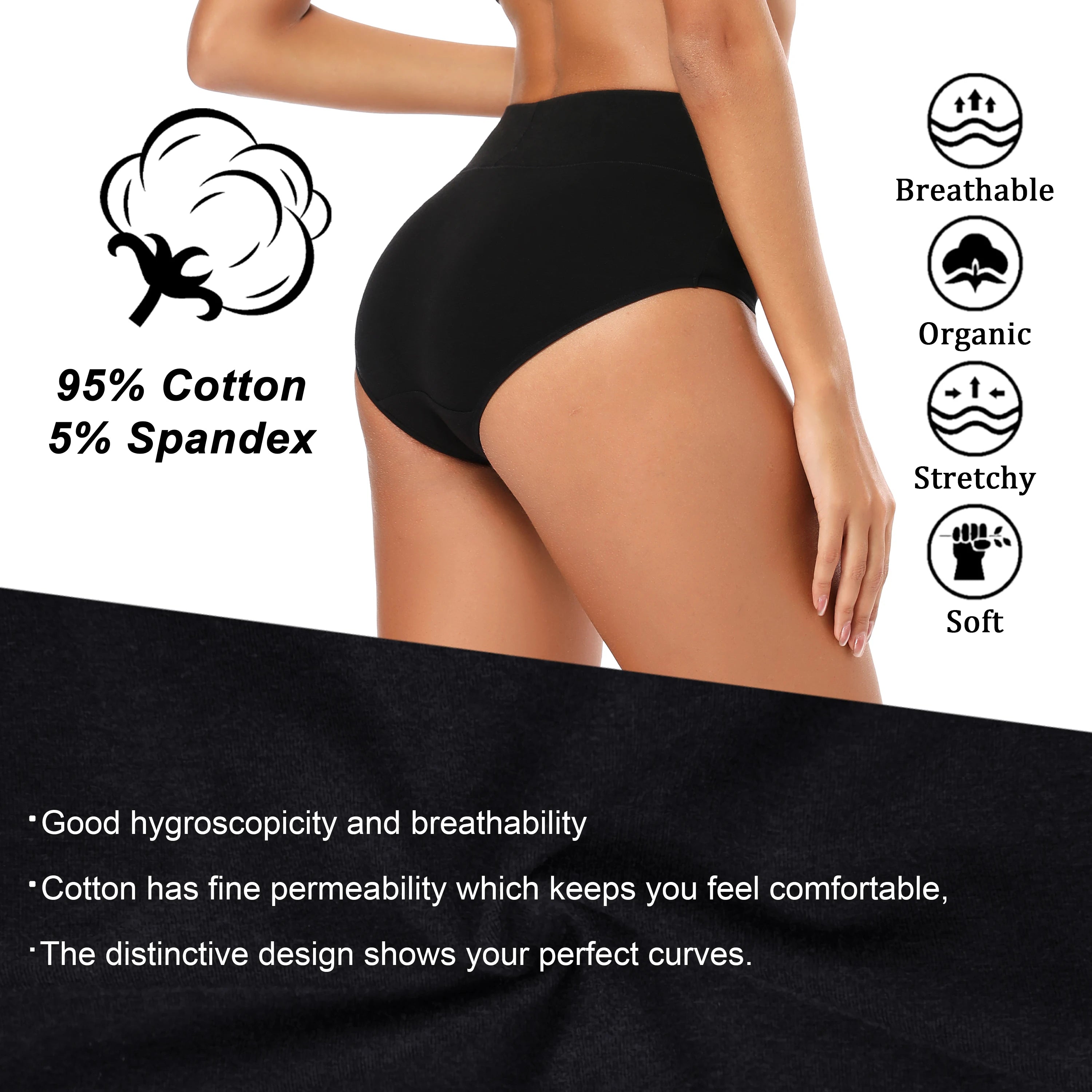 POKARLA Women Seamless Tummy Control Underwear Ladies Plus Size Briefs Soft Cotton Panties Breathable Nude High Waist Underpants