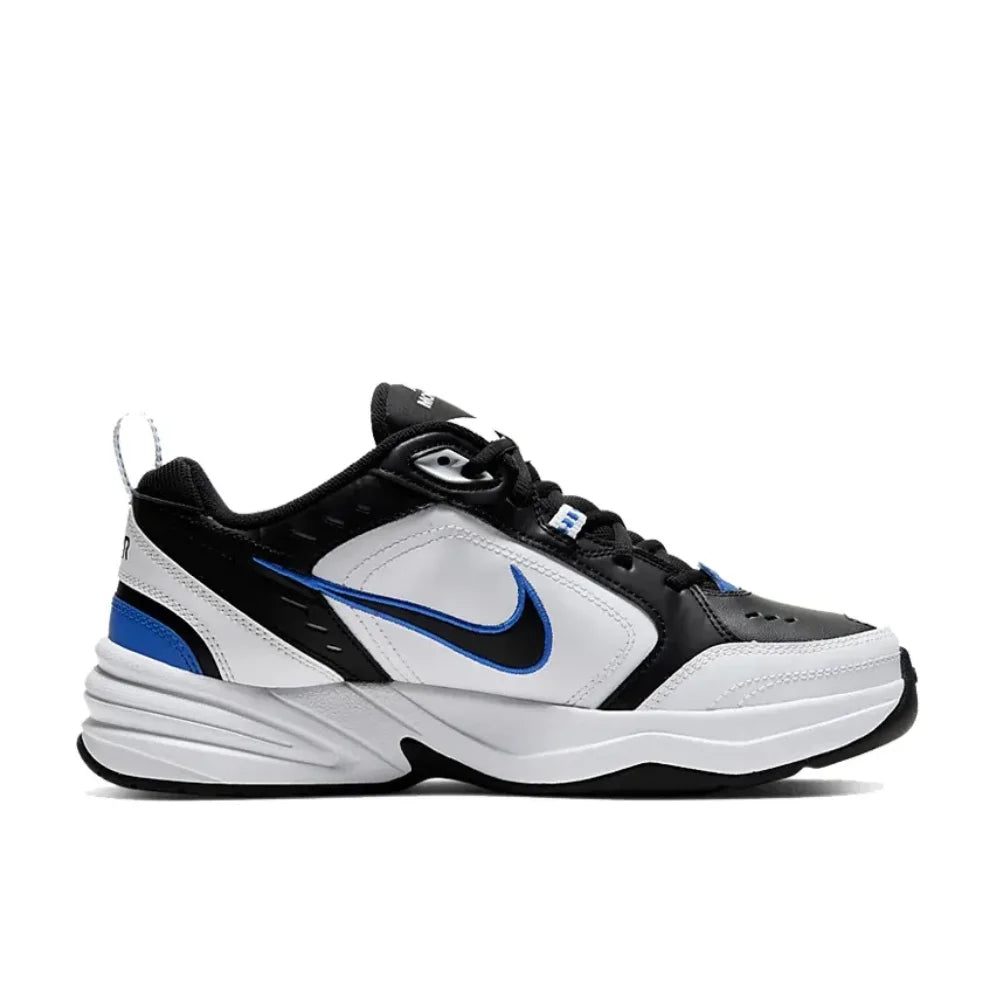 Nike New Listing Air Monarch 4 Low Retro Casual Running Shock Absorption Anti-slip Sneakers Black and White Blue Colorway