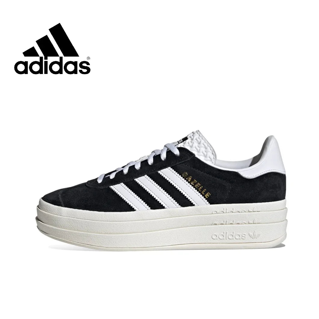 Adidas GAZELLE BOLD Thick Sole Heightened Women's Board Shoes Casual Sport Skateboarding Shoes comfortable Sneakers brownish