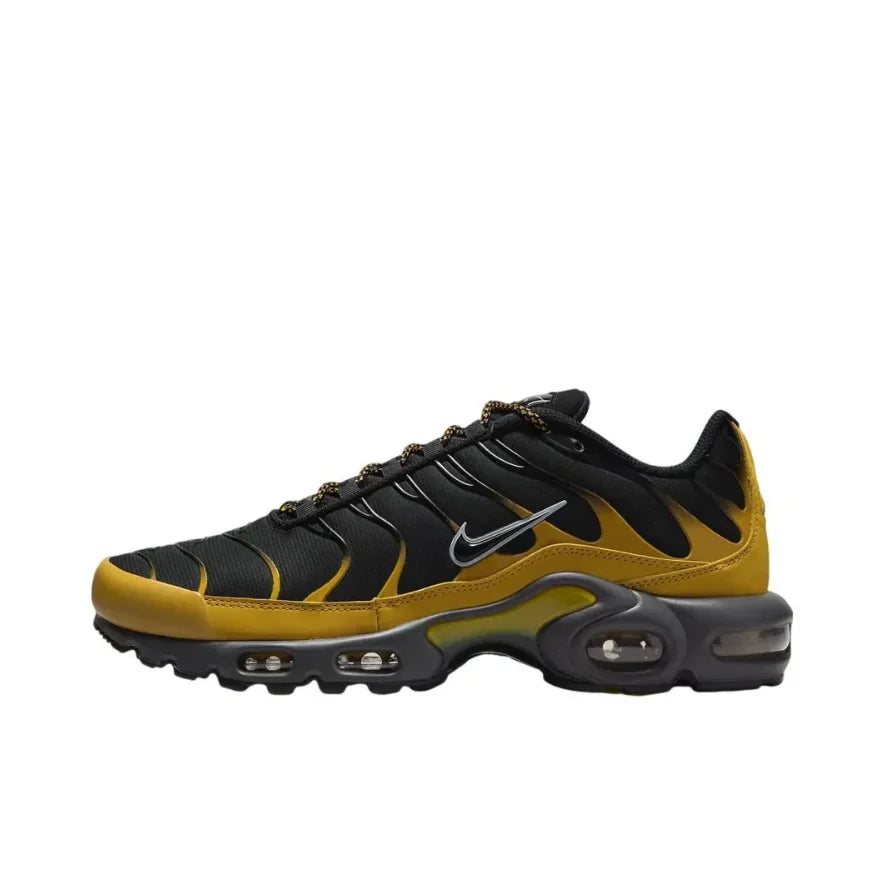 Nike Air Max Plus TN Shock Absorbing Anti slip Low Top Casual Running Shoes Men's Fashion Sneakers Black Gold Matching Color