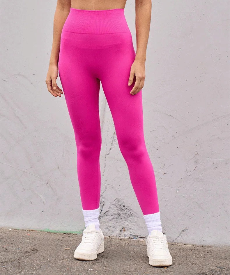 Seamless High Waist Sports Pants, Peach Hip Lift Back, V-Fold, Fitness Pants