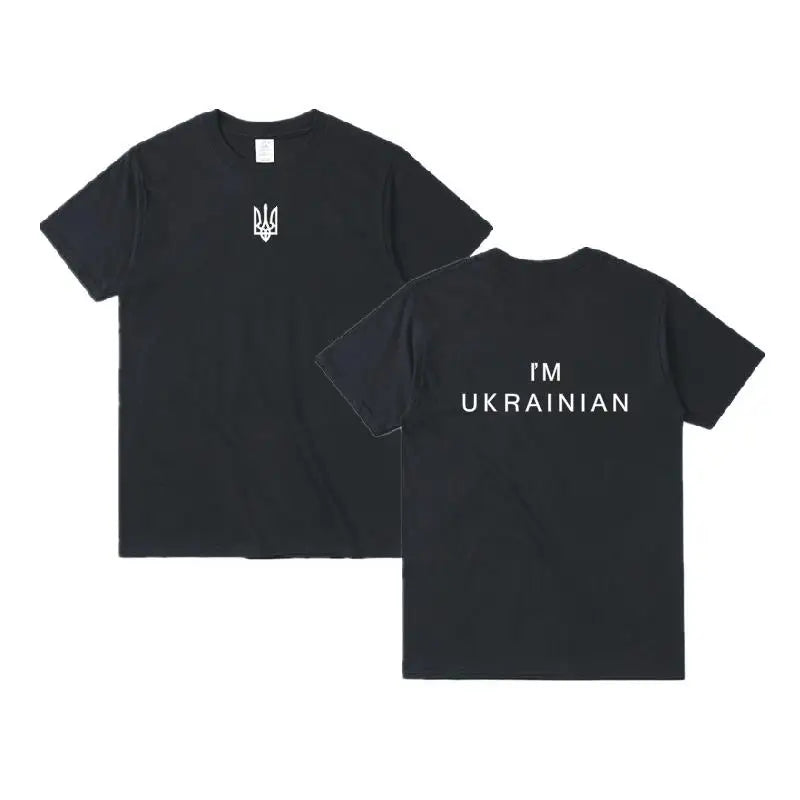 Unisex I'm Ukrainian Shirt Ukraine Trident T-shirt Women Ukrainian Patriotic Shirts Front and Back Print Tshirt Casual Tops