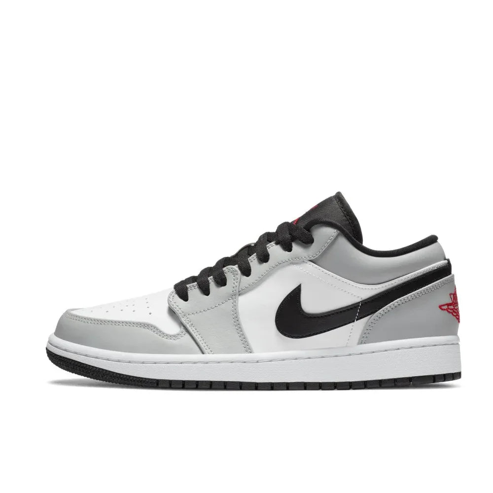 NIKE Air Jordan 1” Light Smoke Grey Synthetic Leather Anti-slip Wear-resistant Low Top Retro Basketball Shoes Men's Smoke Grey