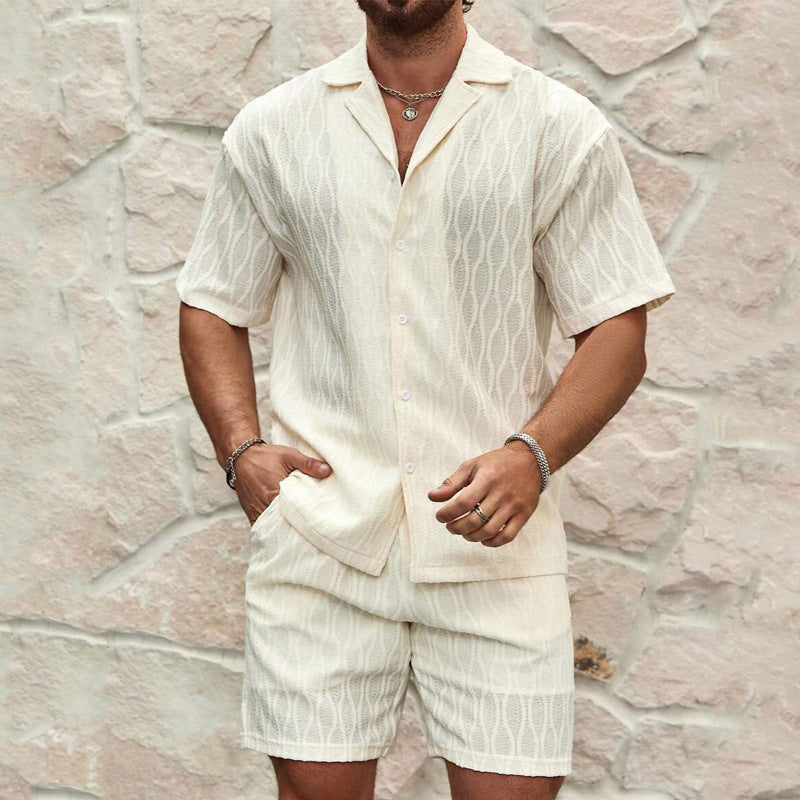 Ensemble Homme - Tenue Décontractée Été Deux Pièces Chemise et Short - Style Plage et Vacances