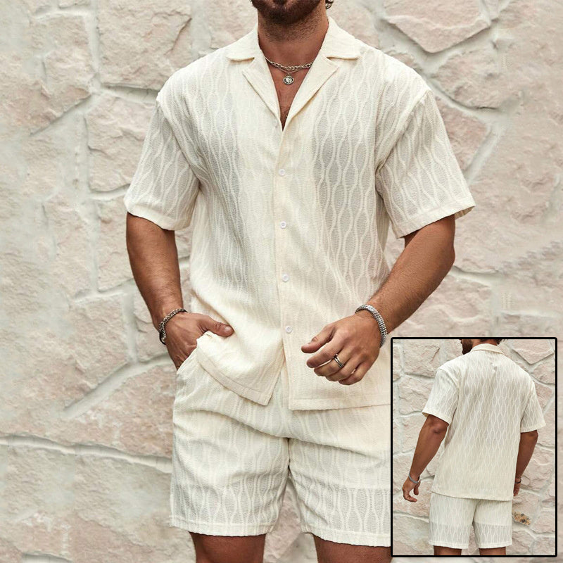 Ensemble Homme - Tenue Décontractée Été Deux Pièces Chemise et Short - Style Plage et Vacances