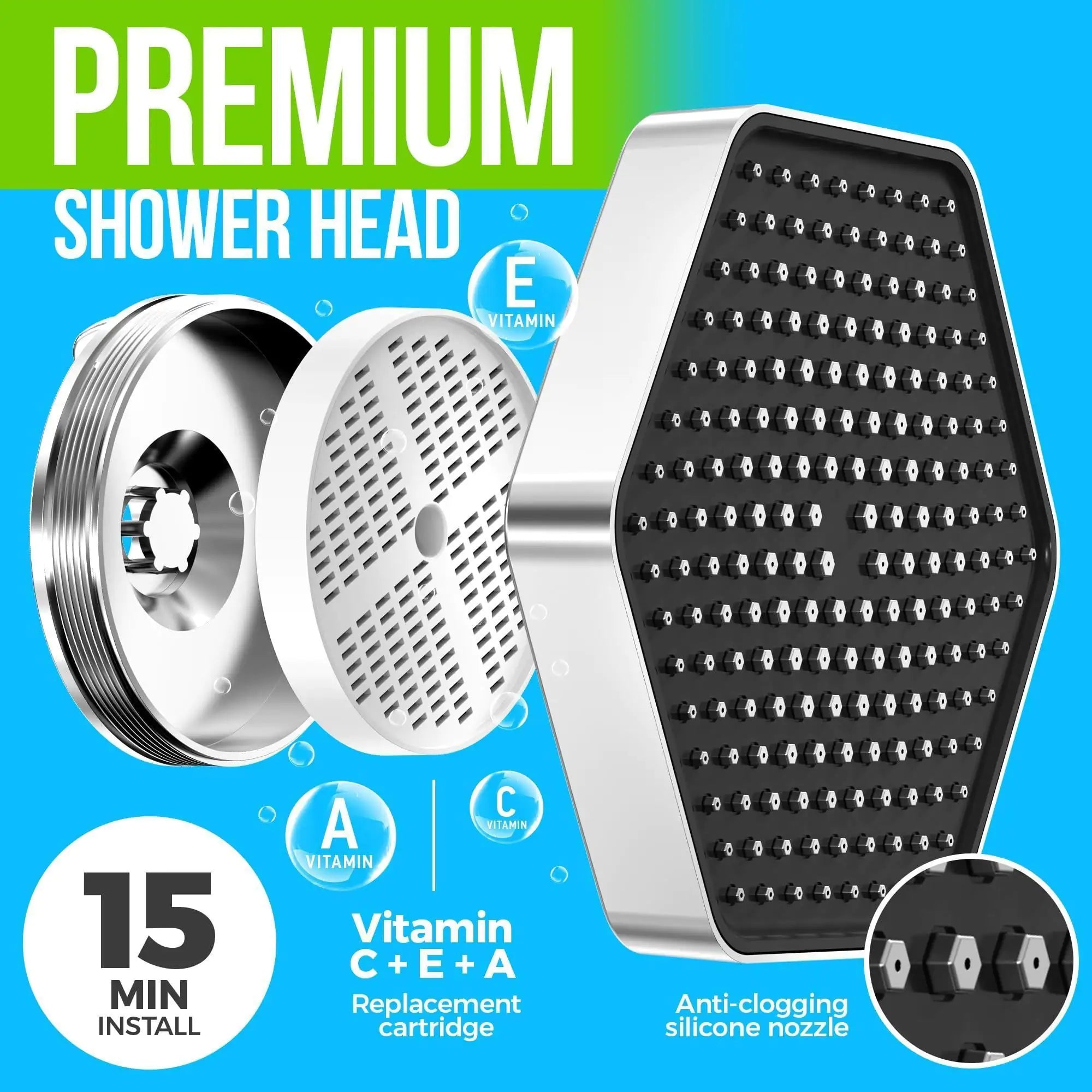 SpaLux Rainfall Showerhead with Vitamin Filter