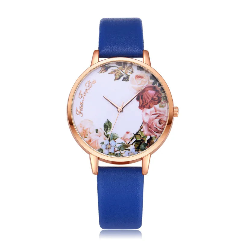 Flower Pattern Thin Strap Watch